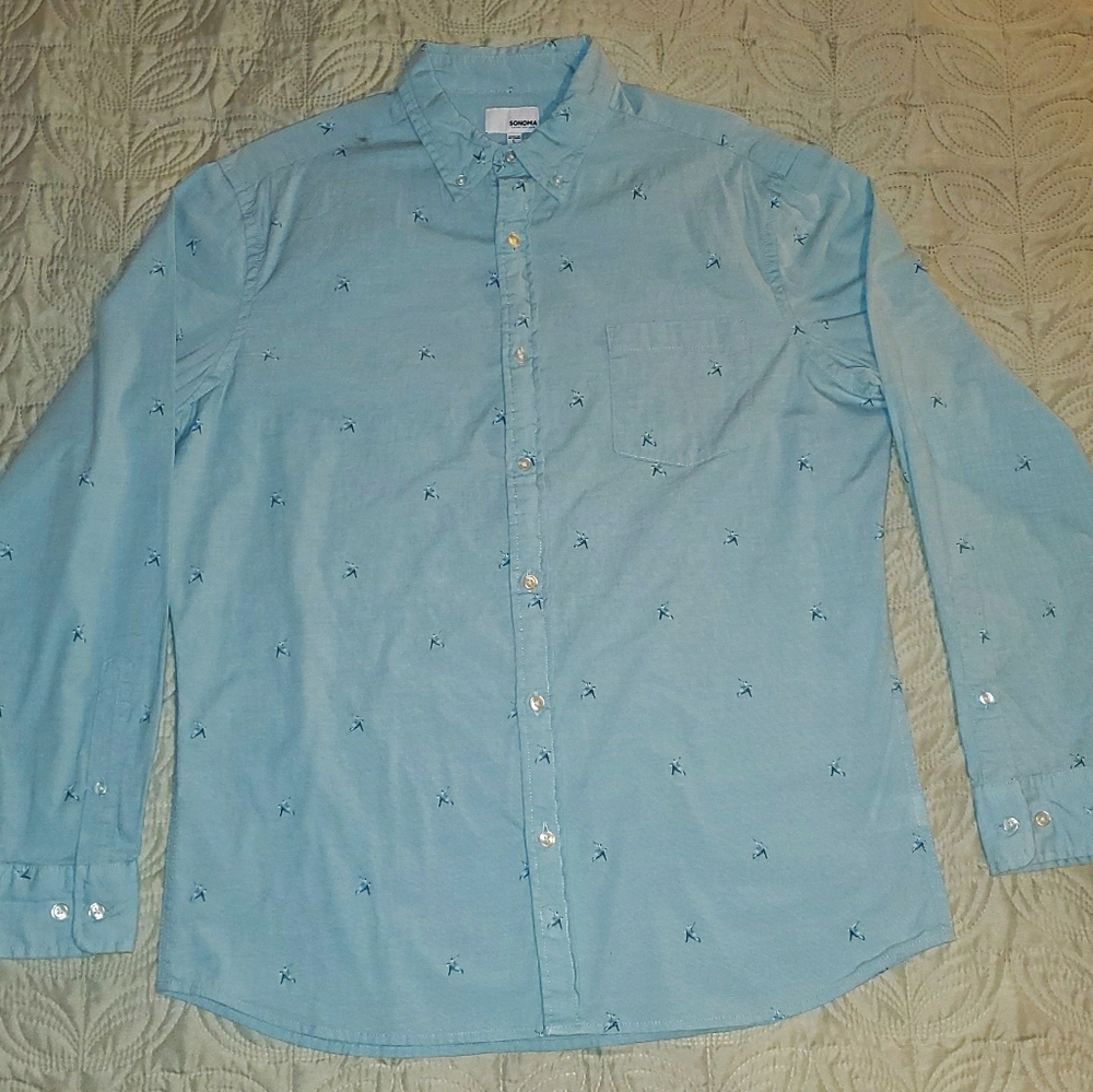 Green mens long sleeve shirt